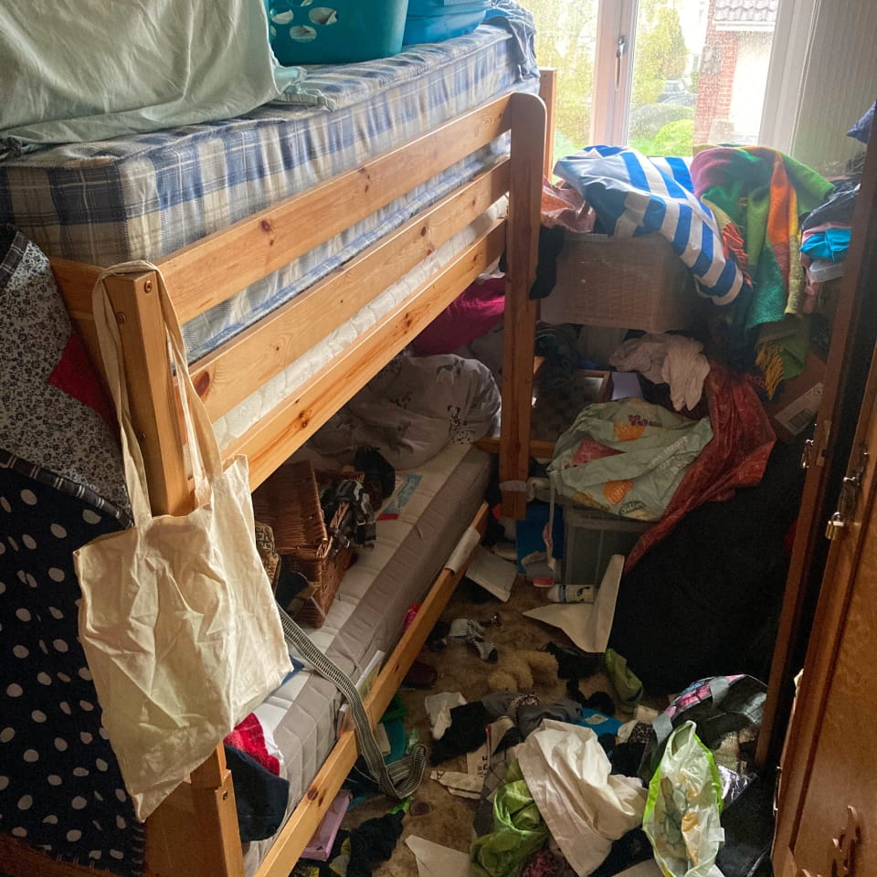 A bedroom in need of organising