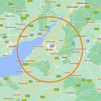 Area we cover around Bristol. We are willing to travel further.