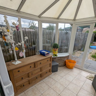 An organised, decluttered conservatory